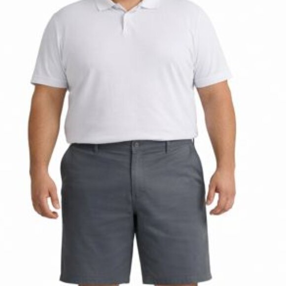 George Big Men’s Stretch Cotton Blend Twill Flat Front Shorts, 9” Inseam - Picture 2 of 11